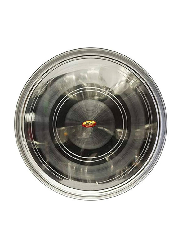 

Raj 40cm No.18 Steel Silver Touch Thala Round Dinner Plate, STT018, Silver