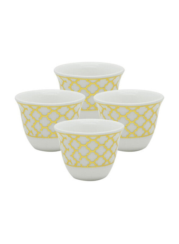 

Pearl 90ml 4-Piece Style 1 Ceramic Cawa Cup Set, Yellow/White