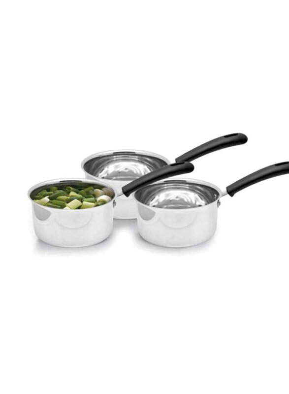 

Raj 3-Piece Stainless Steel Sauce Pan with Cover, Silver