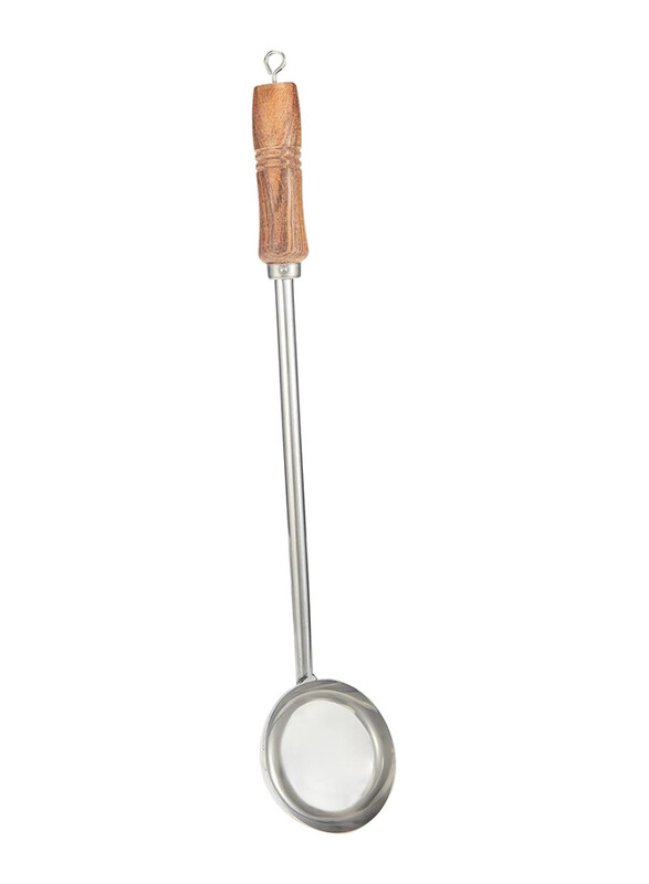 

Raj 52cm Alloy Steel Wooden Handle Serving Spoon Laddle, Silver