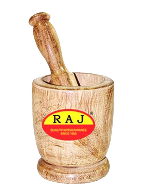 

Raj No.3 Wooden Mortar & Pestle Set, WMO003, Brown