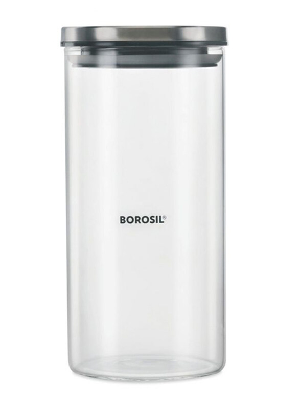 

Borosil Classic Jar With Steel Lid Set, 1200ml, Clear