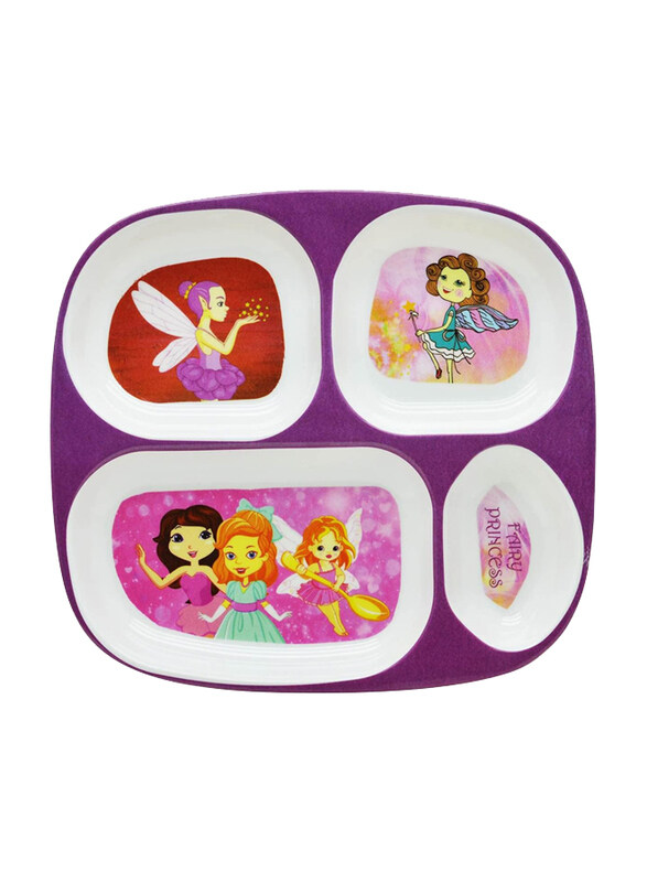 

Dinewell Kids Rectangle Fairy Princess Printed Plate, Pink