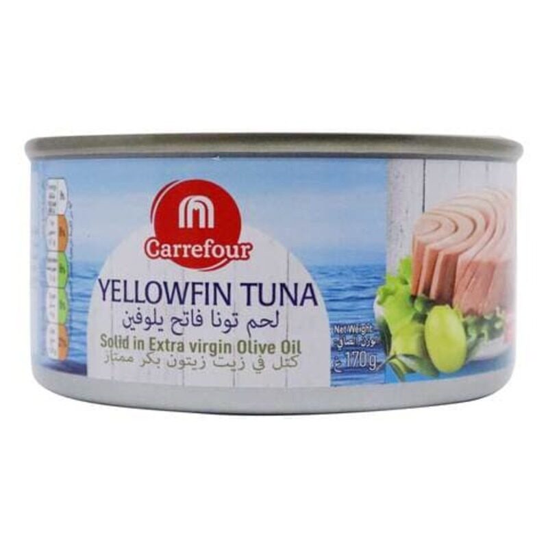 

Generic Carrefour Yellowfin Tuna Solid In Extra Virgin Olive Oil 170g