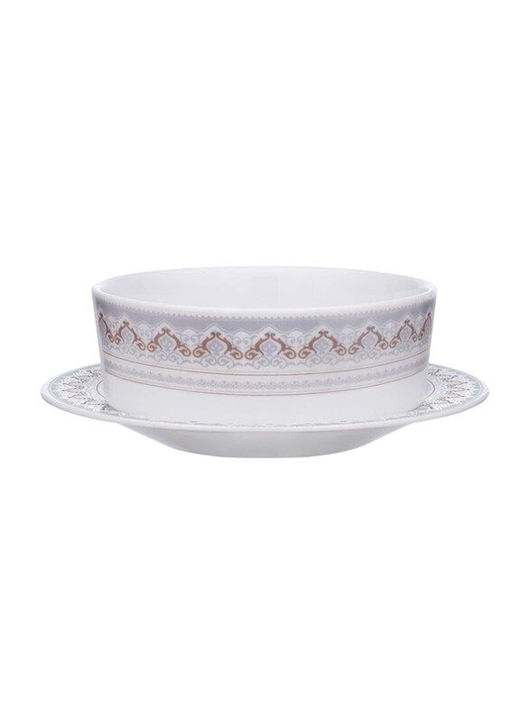 

Borosil 18-Piece Glass Round Larah Classic Opal Soup Set, White
