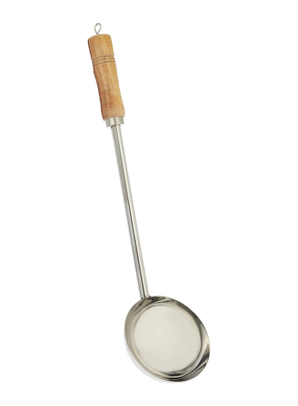 

Raj 56.5cm Alloy Steel Wooden Handle Serving Spoon Laddle, Silver