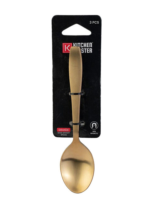 

Kitchen Master 3-Piece Grande Stainless Steel Dessert Spoon, KM0105, Gold