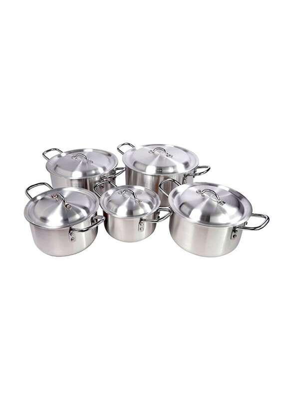 

Raj 5-Piece Pak Aluminium Cooking Pot Set, RATP01, Silver