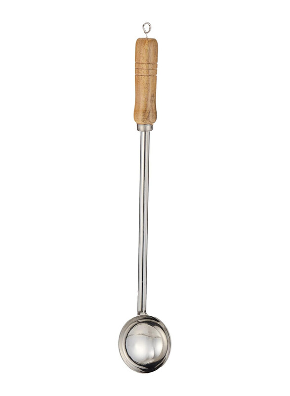 

Raj 46cm Alloy Steel Wooden Handle Serving Spoon Laddle, Silver