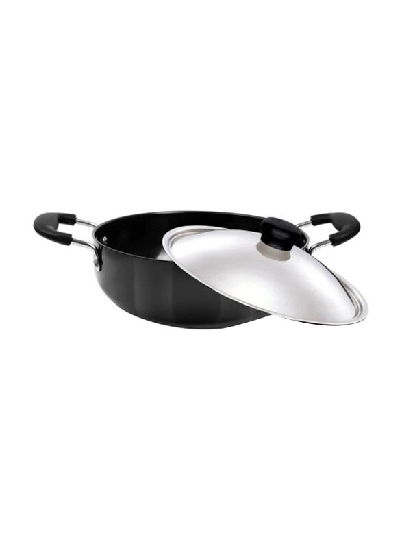 

Raj 20.5cm/11 Anodized Kadai with Lid, Black