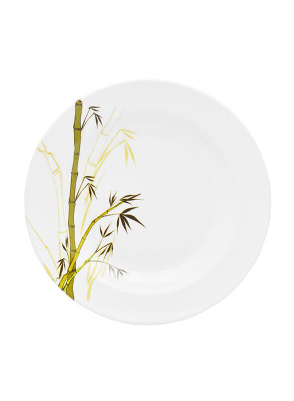 

Dinewell 9-inch Green Bamboo Melamine Round Soup Plate, White
