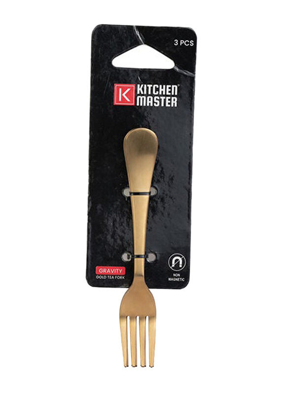 

Kitchen Master 3-Piece Gravity Stainless Steel Tea fork, KM0103, Gold