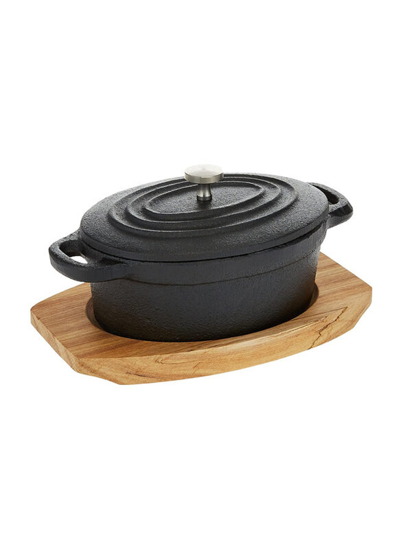 

Raj Oval Cast Iron Casserole With Tray, COST11, Black