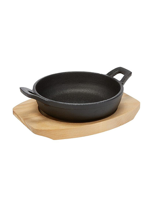 

Raj 12cm Mini Round Sizzler Tray Double Handle, Black