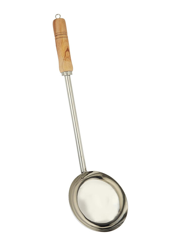 

Raj 55.5cm Alloy Steel Wooden Handle Serving Spoon Laddle, Silver