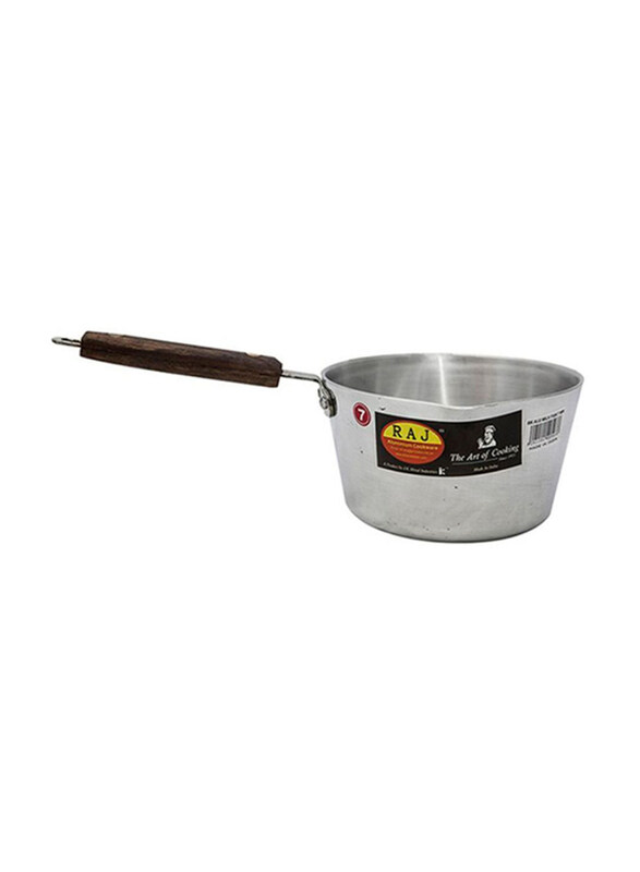 

Raj Wooden Handle Aluminium Milk Pan, RKMP06, Silver