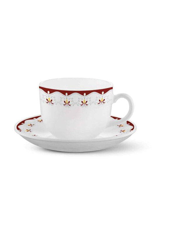 

Borosil 7.5oz 6-Piece Larah Plano Cup And Saucer Set, White/Royal Brown