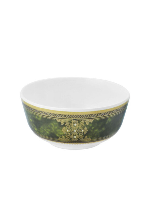 

Dinewell 4-inch Melamine Round Side Bowl, Green/Gold