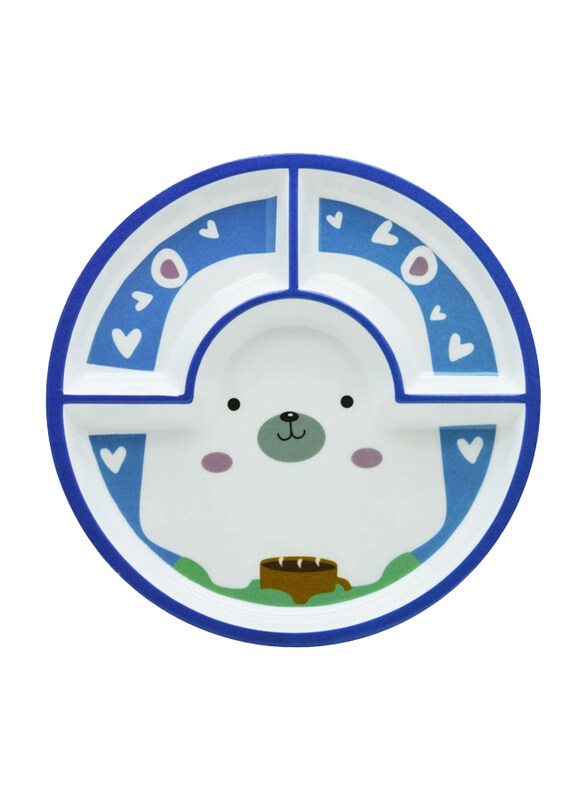 

Dinewell Kids Round Panda Printed Plate, Blue