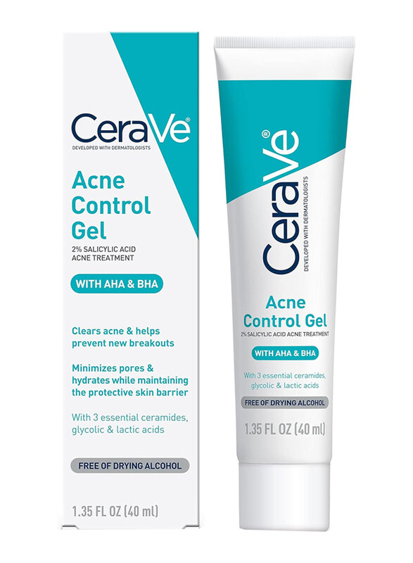 

Cerave Salicylic Acid Acne Treatment with Glycolic Acid and Lactic Acid AHA/BHA Acne Gel for Face to Control and Clear Breakouts, 1.35oz