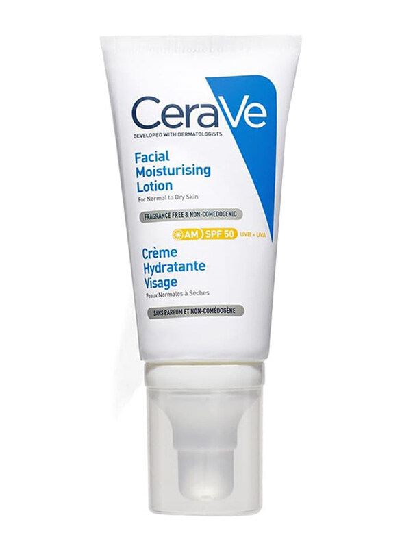 

Cerave AM Facial Moisturising Lotion SPF50 with Ceramides & Vitamin E for Normal to Dry Skin, 52ml