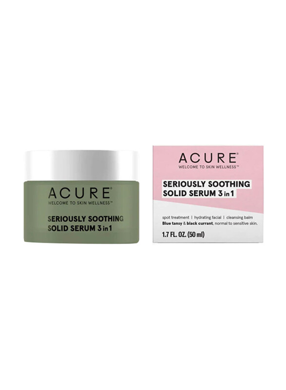 

Acure Seriously Soothing Solid Serum 3 in 1 Makeup Remover Cleansing & Chapped Dry Skin Relief Hydrating Facial Balm, 50ml