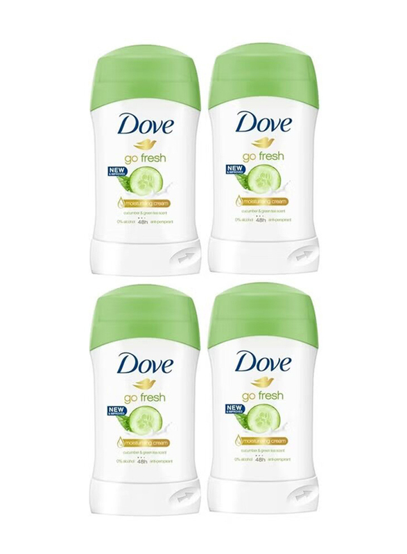 Dove Go Fresh Moisturising Cream Deodorant Stick with Cucumber And Green Tea, 40g, 4 Piece