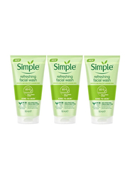 Simple Refreshing Facial Wash for All Skin Type, 3 x 150ml