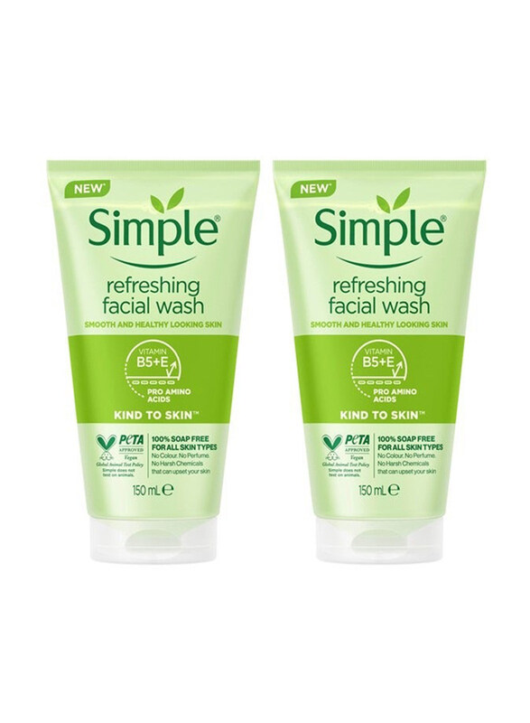 Simple Refreshing Facial Wash for All Skin Type, 2 x 150ml