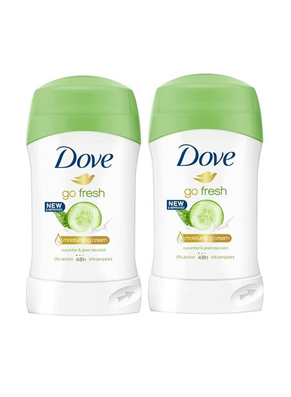 Dove Go Fresh Moisturising Cream Deodorant Stick with Cucumber And Green Tea, 40g, 2 Piece