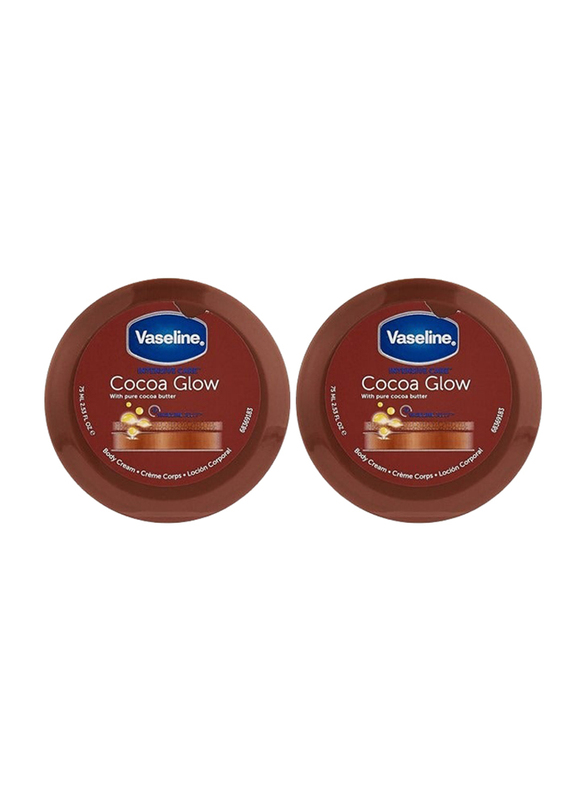 Vaseline Cocoa Glow Body Cream with Pure Cocoa Butter, 2 x 75ml
