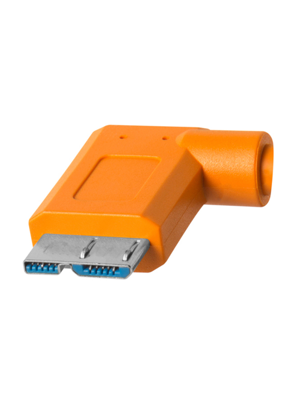 Tether Tools TetherPro USB-C to 3.0 Micro-B Right Angle Cable, 4.6 Meters, Orange