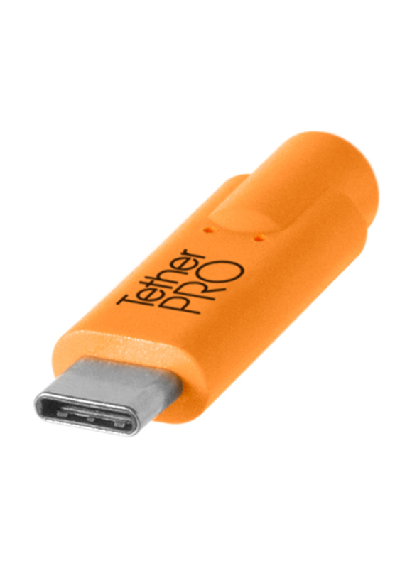 Tether Tools TetherPro USB-C to 3.0 Micro-B Right Angle Cable, 4.6 Meters, Orange