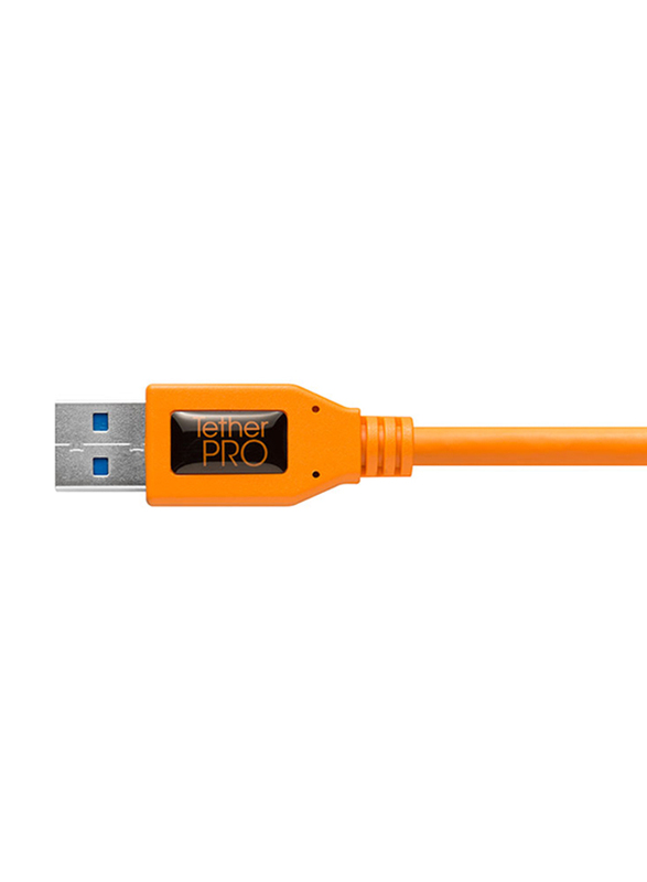 Tether Tools TetherPro USB 3.0 to USB-C Cable, 4.6 Meters, Orange