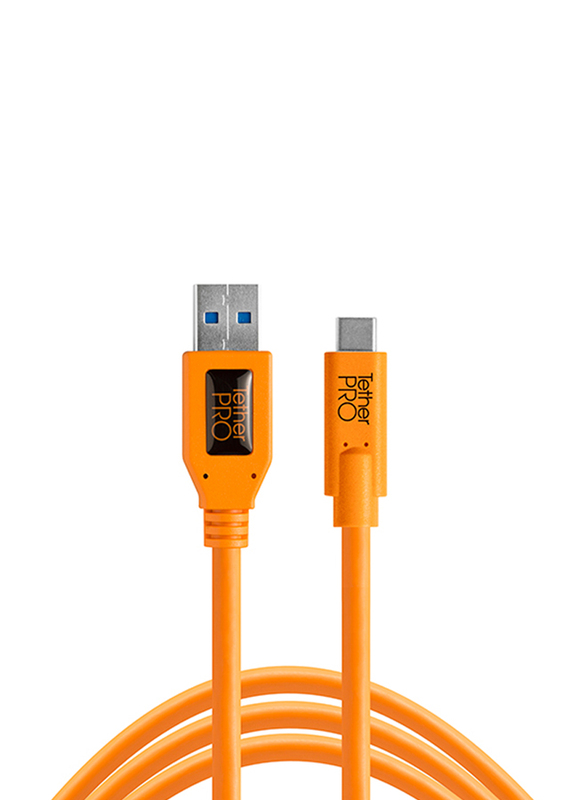 Tether Tools TetherPro USB 3.0 to USB-C Cable, 4.6 Meters, Orange