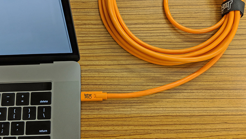 Tether Tools TetherPro USB-C to 2.0 Mini-B 5-Pin Cable, 4.6 Meters, Orange