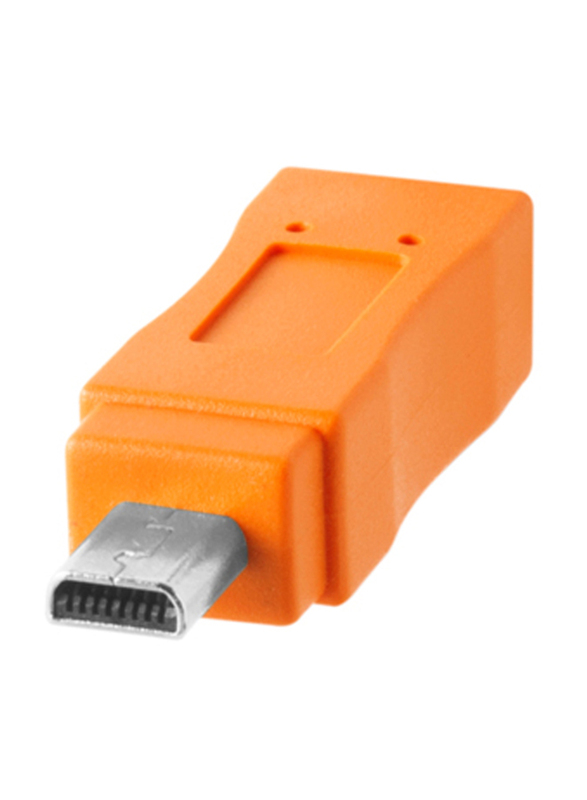 Tether Tools TetherPro USB-C to 2.0 Mini-B 8-Pin Cable, 4.6 Meters, Orange