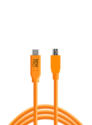 Tether Tools TetherPro USB-C to 2.0 Mini-B 5-Pin Cable, 4.6 Meters, Orange