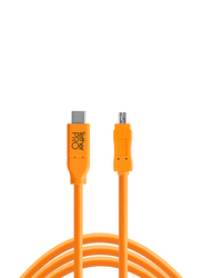 Tether Tools TetherPro USB-C to 2.0 Mini-B 8-Pin Cable, 4.6 Meters, Orange