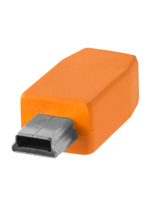 Tether Tools TetherPro USB-C to 2.0 Mini-B 5-Pin Cable, 4.6 Meters, Orange