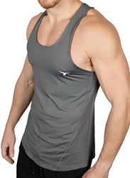 Thugfit MuscleHustle Slim Fit Tank Top for Men, Grey, Small
