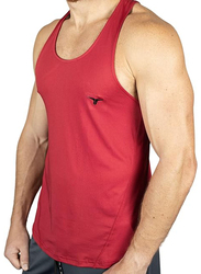 Thugfit MuscleHustle Slim Fit Tank Top for Men, Red, Small