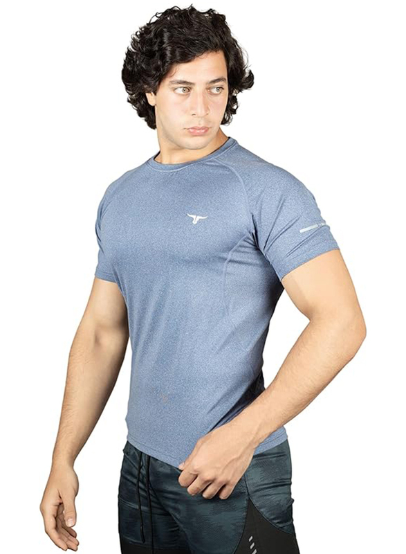 Thugfit EndurX Slim Fit T-Shirt for Men, Blue, Large