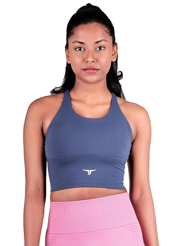 Thugfit AeroFit High-intensity Long Line Sports Bra, Blue, Extra Small