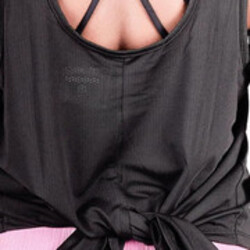 BreezyBack Tie back Tank Top (L, Black)