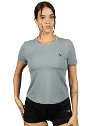 Thugfit KittyHawk T-Shirt for Women, Blue-Grey, Medium