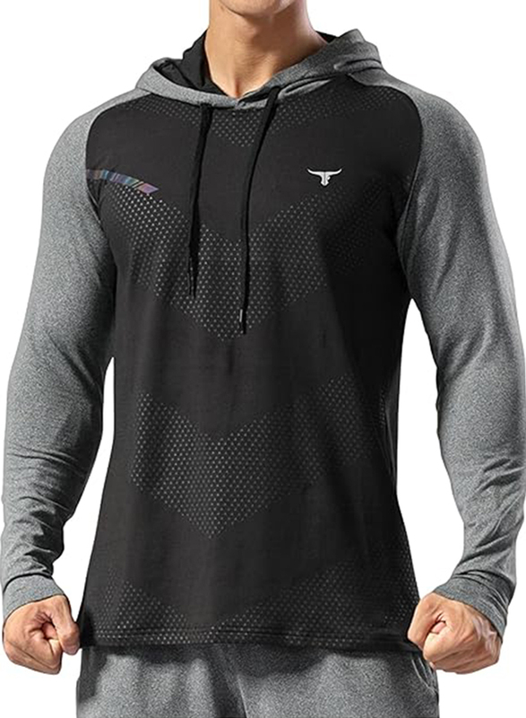 Thugfit Dynamic Edge Hoodie for Men, Black, Medium