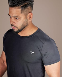 Thugfit Short Sleeve Workout Slim Fit T-Shirts for Men, Black, Large