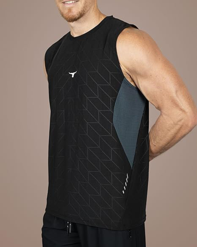 Thugfit VitalVenture Athletic Slim Fit Tank Top for Men, Black, Large