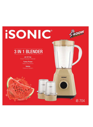 iSonic 3-in-1 Plastic Blender, IB 704, Light Yellow